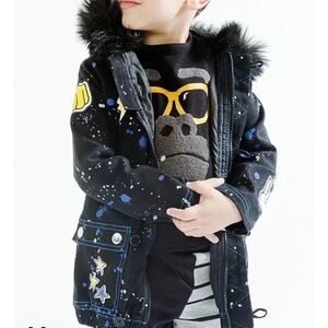 Stylish Black Kids Jacket with Blue Accents